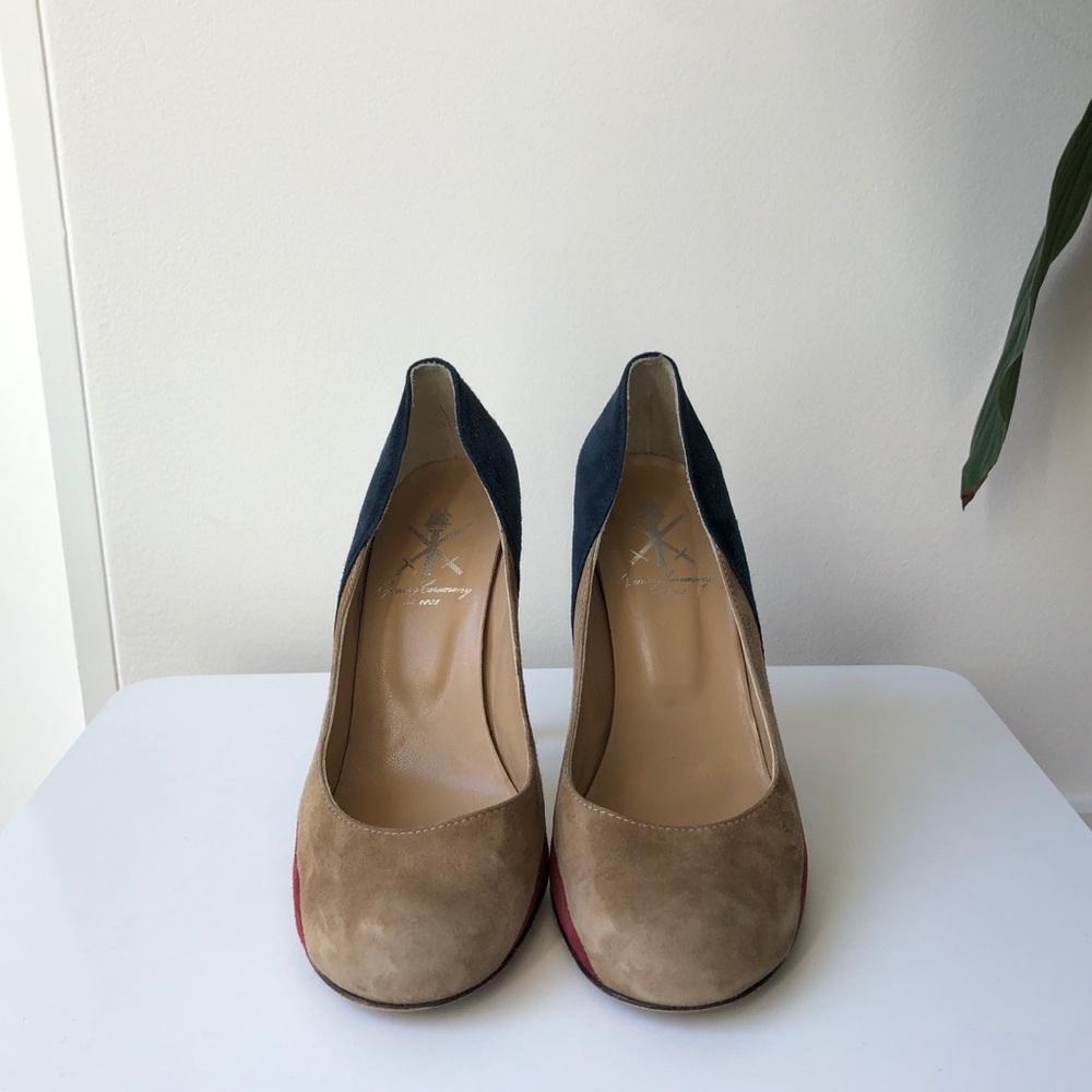 Opening Ceremony color block suede heels